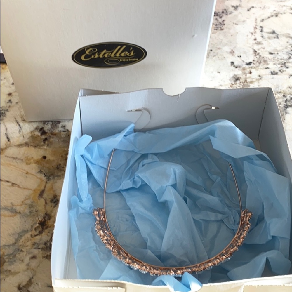 Rose Gold Tiara w/ Crystals - Picture 6 of 6